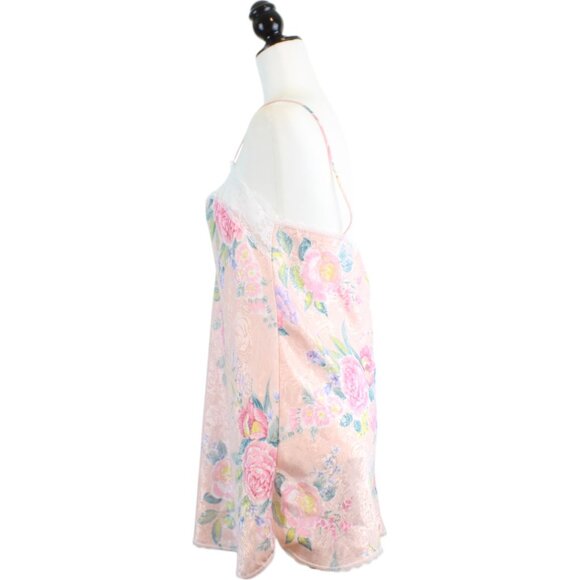 Vintage Kasara Nightie Medium Negligee Floral Peach Satin Lace Spaghetti N112 - Picture 5 of 6